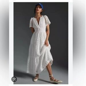Anthropologie White Eyelet Maxi Dress